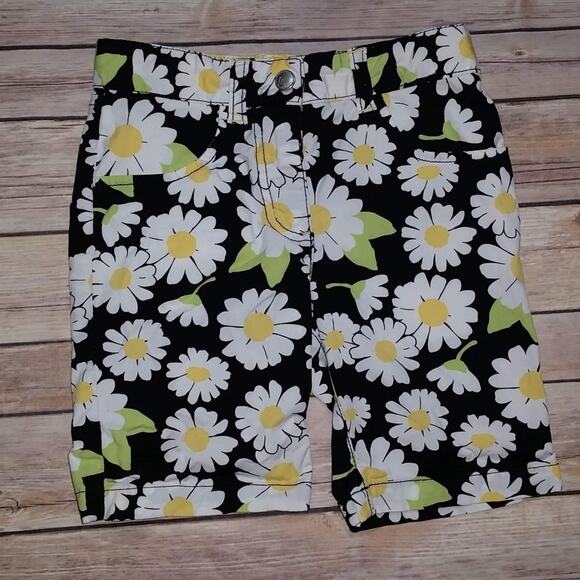 Gymboree Lady Daisy Bermunda Girl's Flower Black Yellow White Shorts Size 5 - Picture 1 of 1